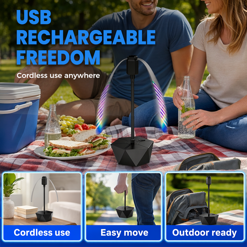 Über USB aufladbarer, ausziehbarer, fliegenabweisender Ventilator für den Außenbereich