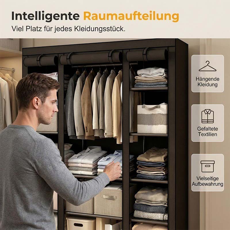 Einfach zu montierender Kleiderschrank aus Vliesstoff
