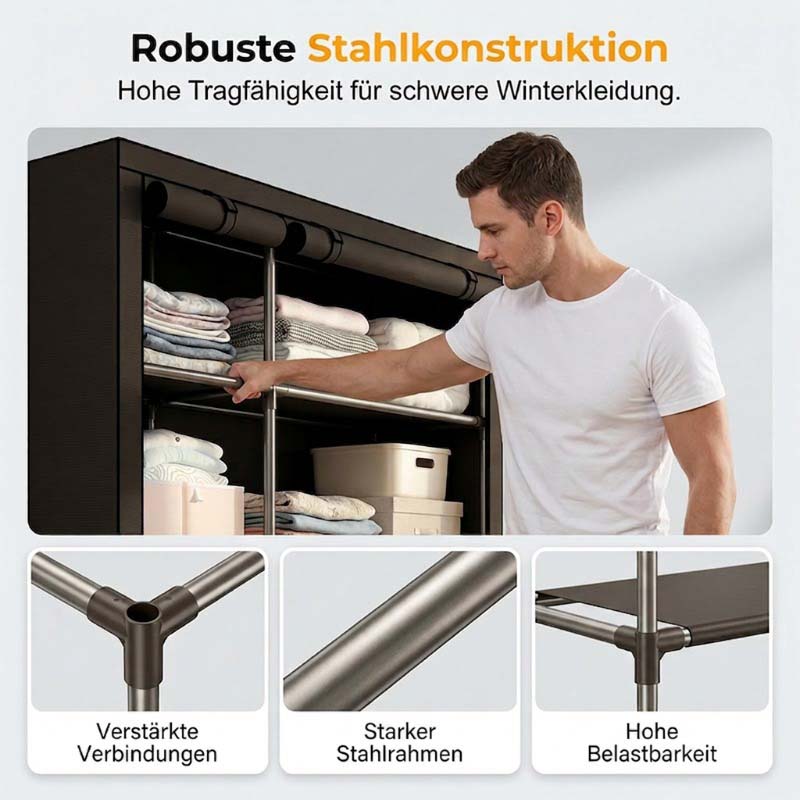 Einfach zu montierender Kleiderschrank aus Vliesstoff