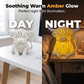 Tischlampe mit warmem Licht und Hochlandrind-Finish