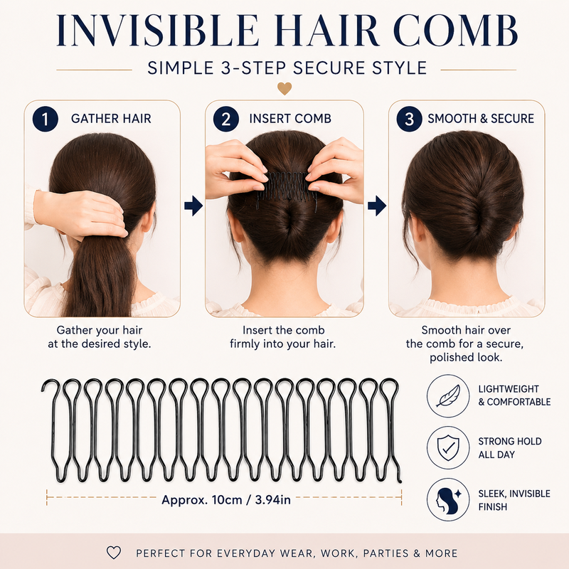 Flexibler, unsichtbarer Kamm für fliegende Haare