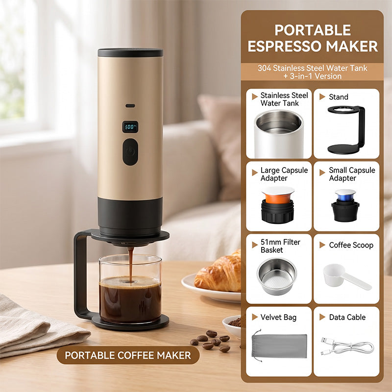 ☕🚗 70% RABATT! Tragbare Espressomaschine für Reisen – Kompakt, akkubetrieben & perfekt für frischen Kaffee unterwegs, im Auto oder Zelt ⛺✨