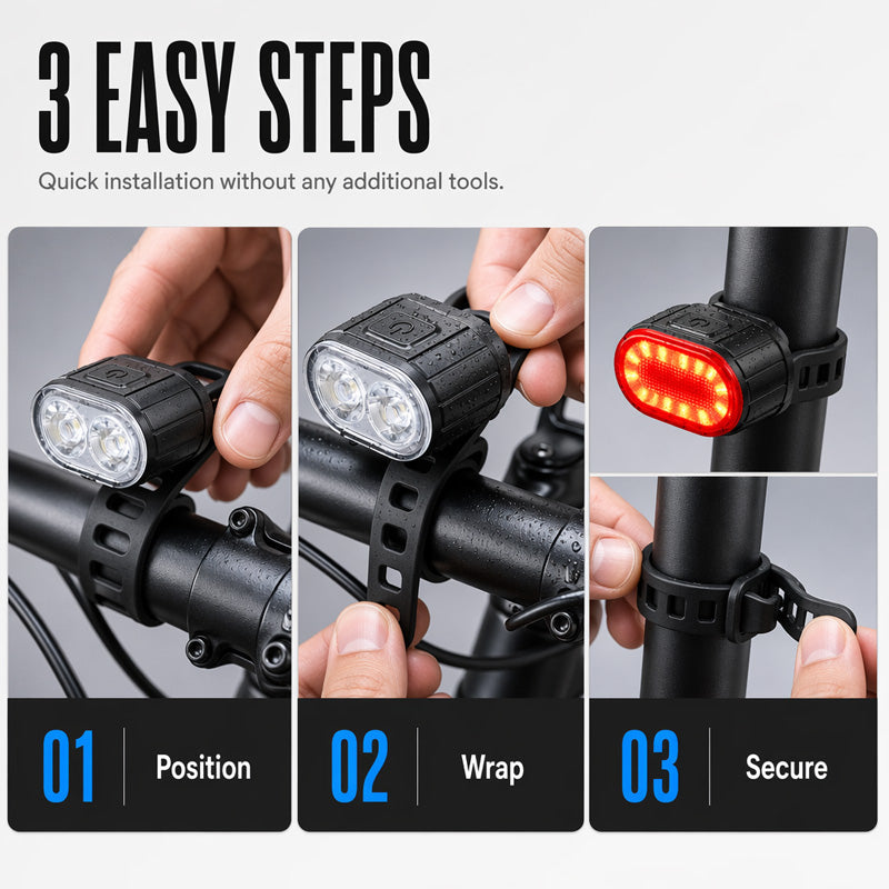 🚴💡 USB-aufladbares Fahrradlicht-Set – Helles LED-Licht, USB-aufladbar & einfache Montage – Perfekt für Nachtfahrten & städtisches Pendeln 🚦