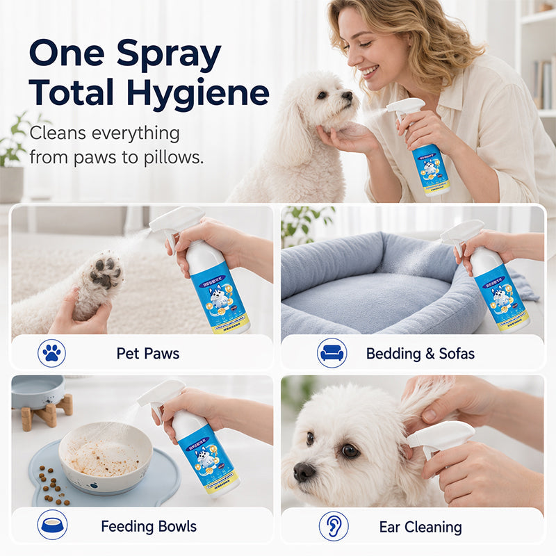 Reinigungsspray für Haustiere ohne Abspülen – Flecken- und Geruchsentferner für Hunde und Katzen, 500 ml