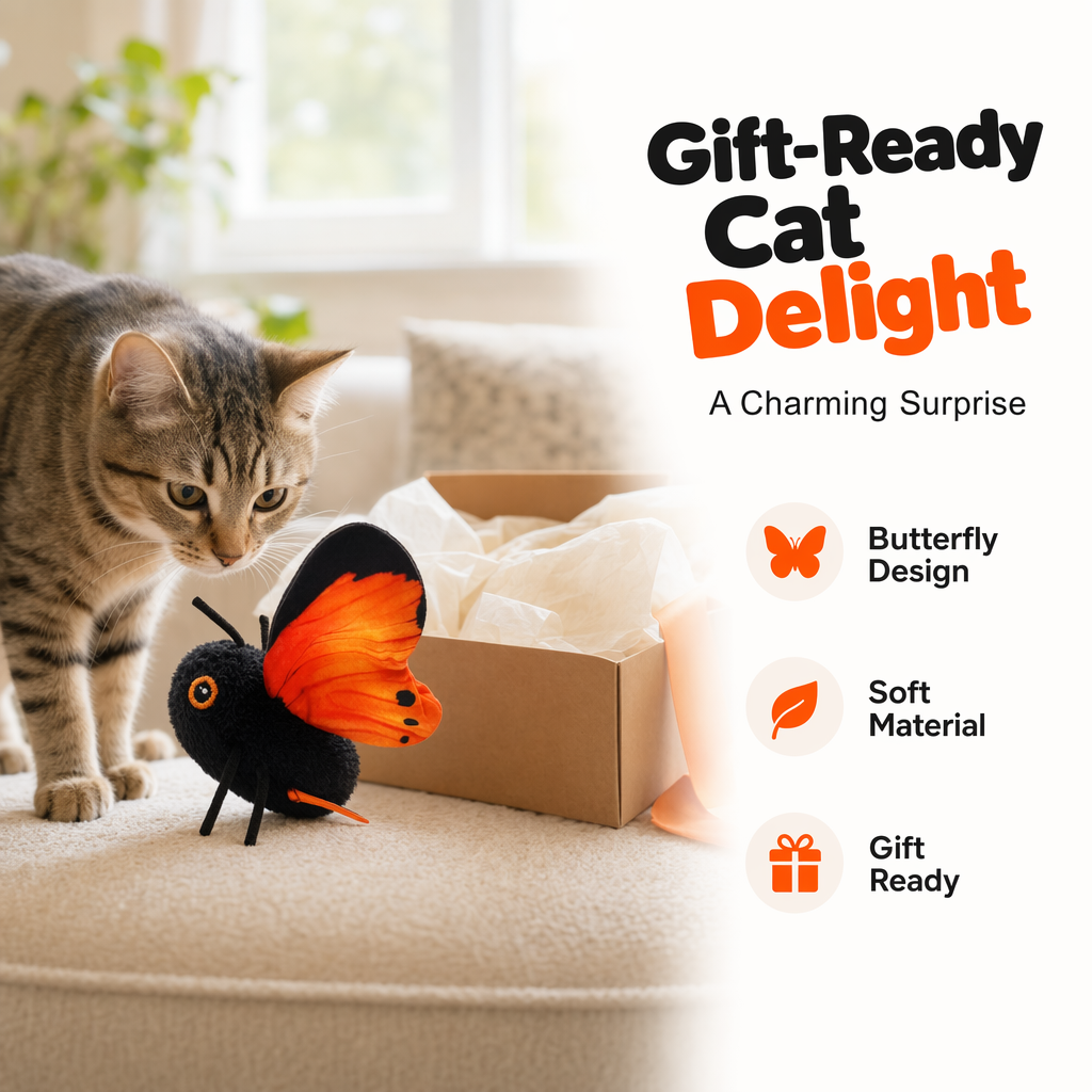 【🎁✨Limitiertes Angebot – 50% Rabatt】🐱 Elektrisches Schmetterlings-Katzenspielzeug mit Aufhängung – automatische Flügelbewegung, elastische Leine & weckt den Jagdinstinkt 🦋
