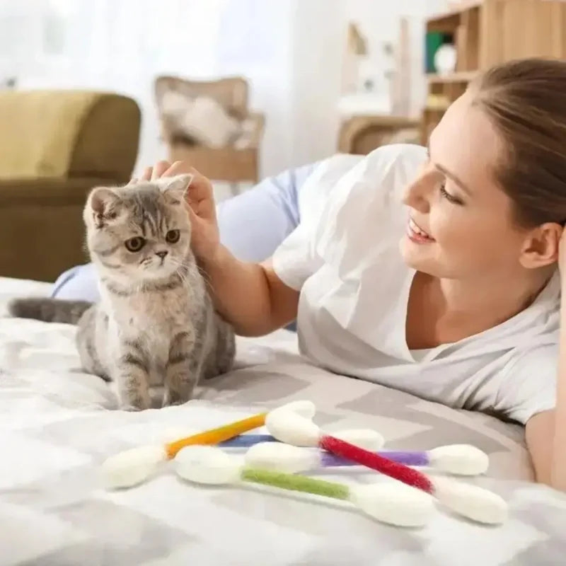 Interaktives Wattestäbchen-Katzenspielzeug mit Katzenminze