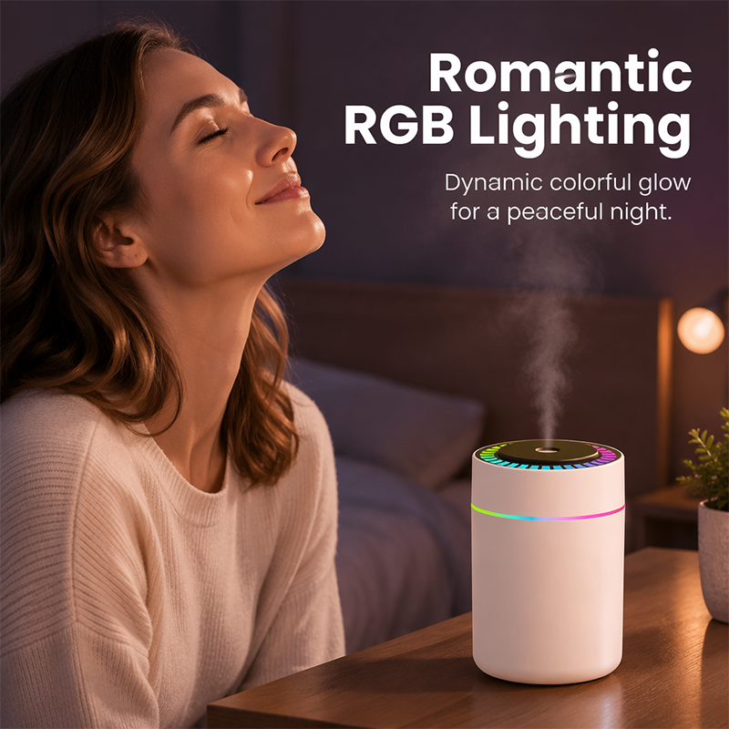 Mini-USB-Luftbefeuchter mit buntem Licht für Schlafzimmer und Auto