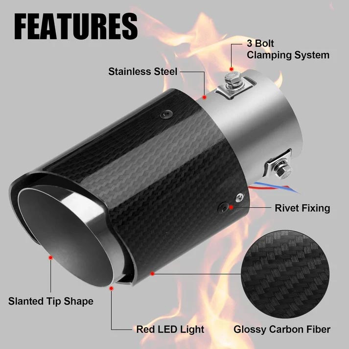 💥Neujahrs-Sonderangebot🎉 Auto-Tuning: Auspuffrohr aus Carbonfaser mit LED-Beleuchtung (hochtemperaturbeständig)