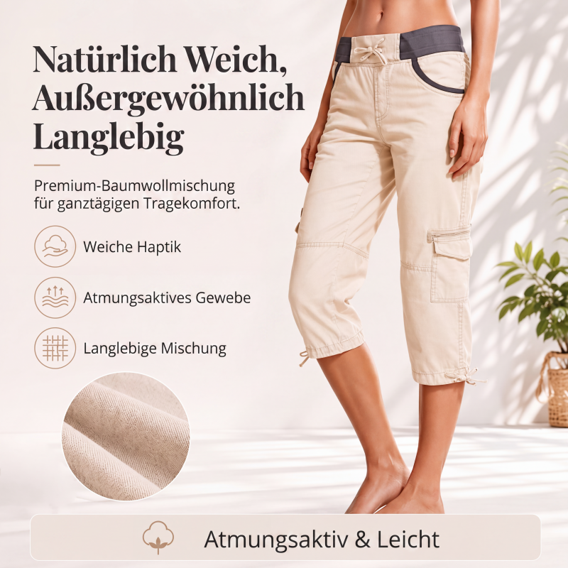Hoch taillierte Cargo-Caprihosen für Damen