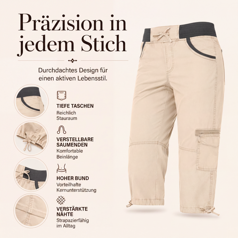 Hoch taillierte Cargo-Caprihosen für Damen
