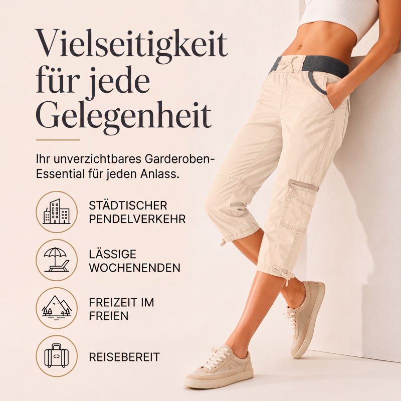 Hoch taillierte Cargo-Caprihosen für Damen