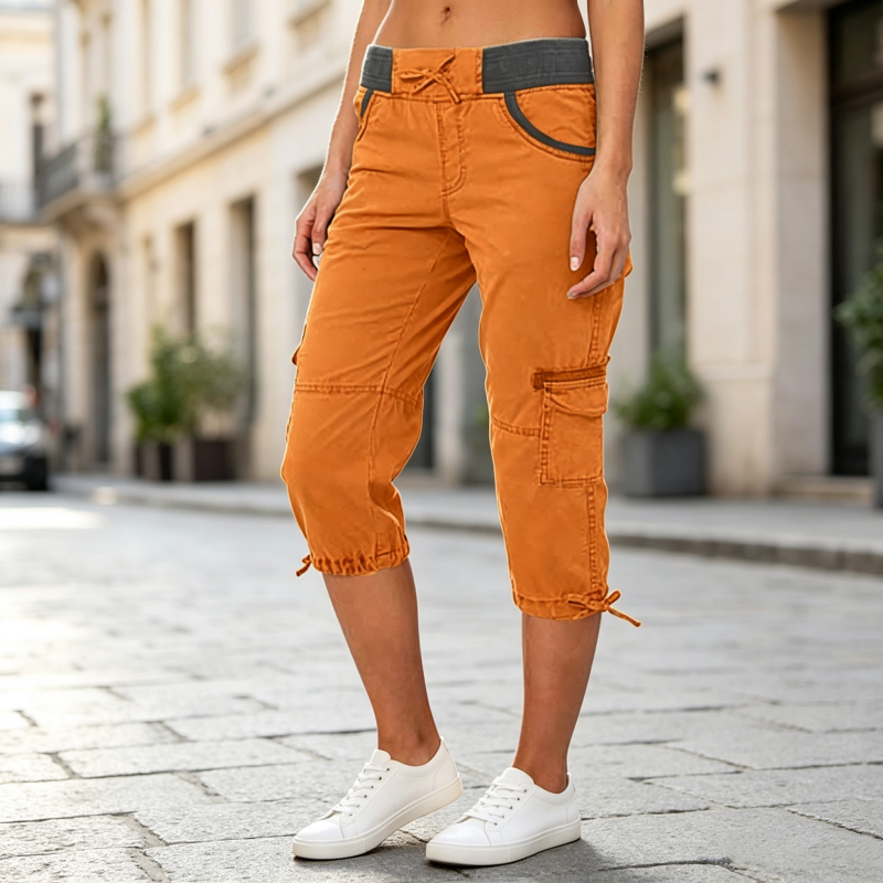 Hoch taillierte Cargo-Caprihosen für Damen
