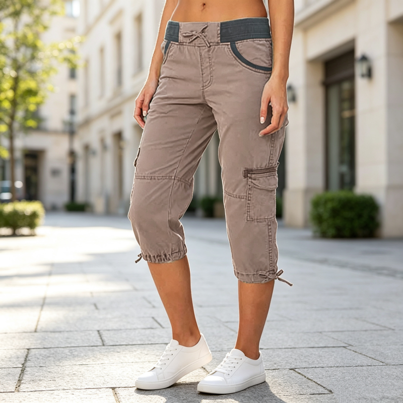 Hoch taillierte Cargo-Caprihosen für Damen