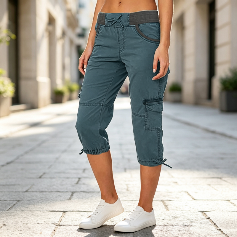 Hoch taillierte Cargo-Caprihosen für Damen