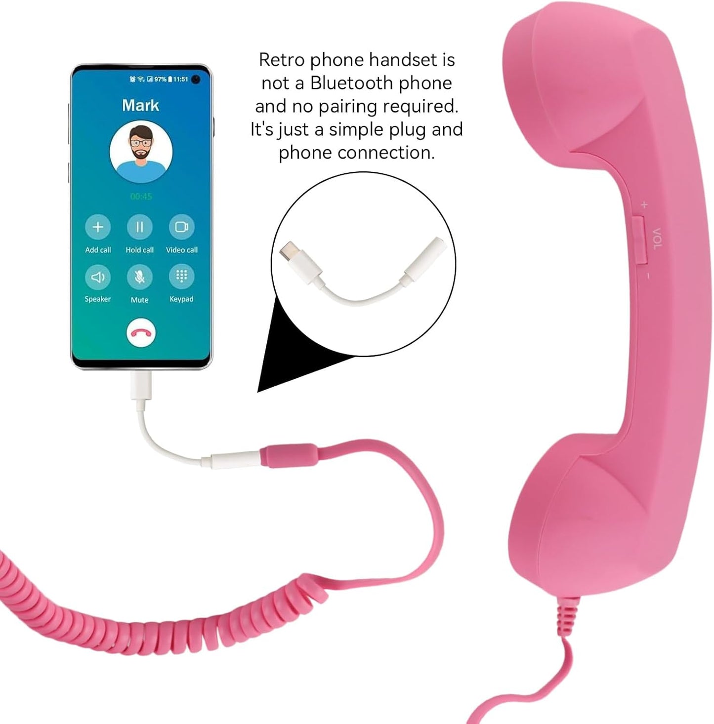 Retro-Telefonhörer für Handy mit Mikrofon