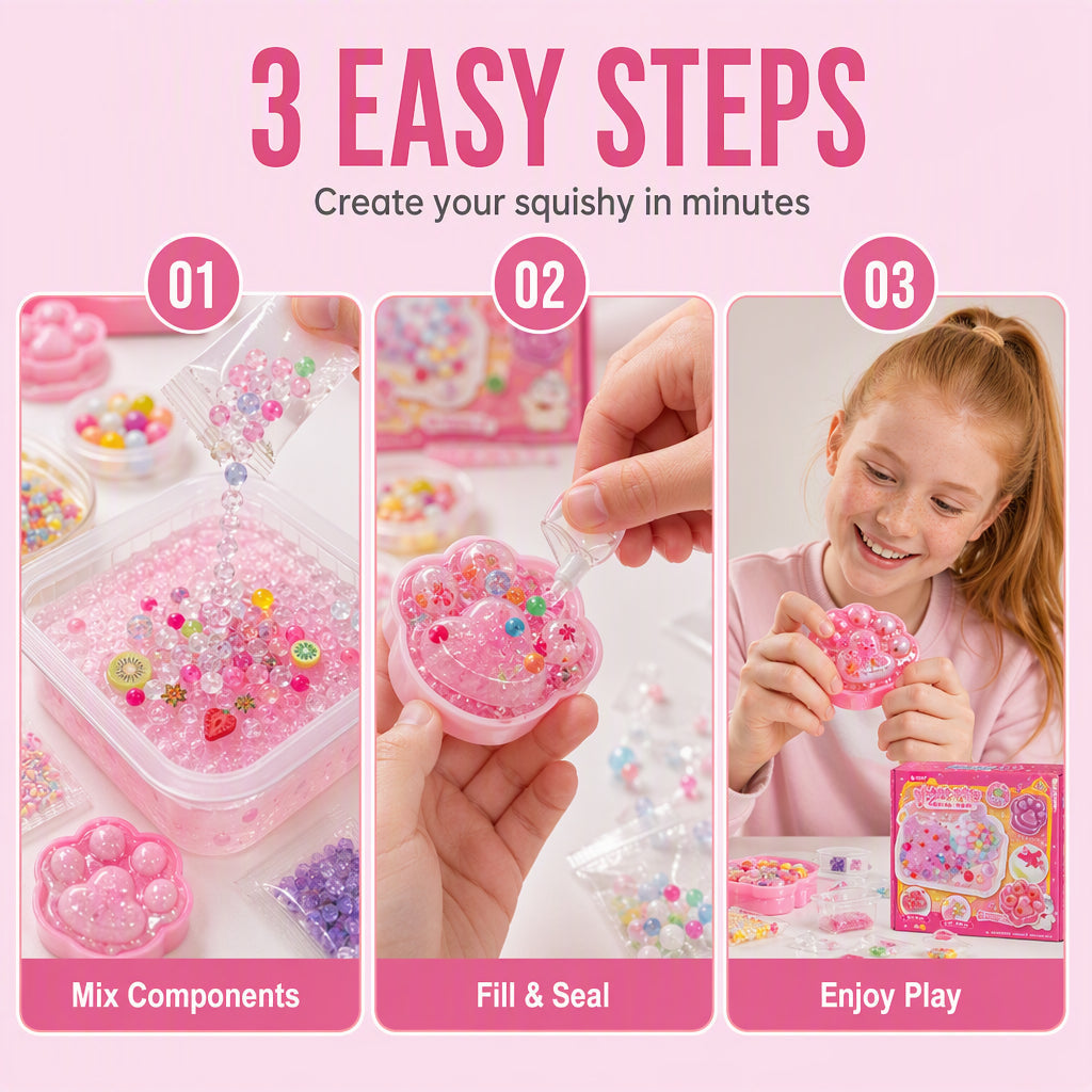 DIY-Bausatz für ein „Fried Ice“-Squishy-Spielzeug mit Katzenkrallen-Motiv für Kinder