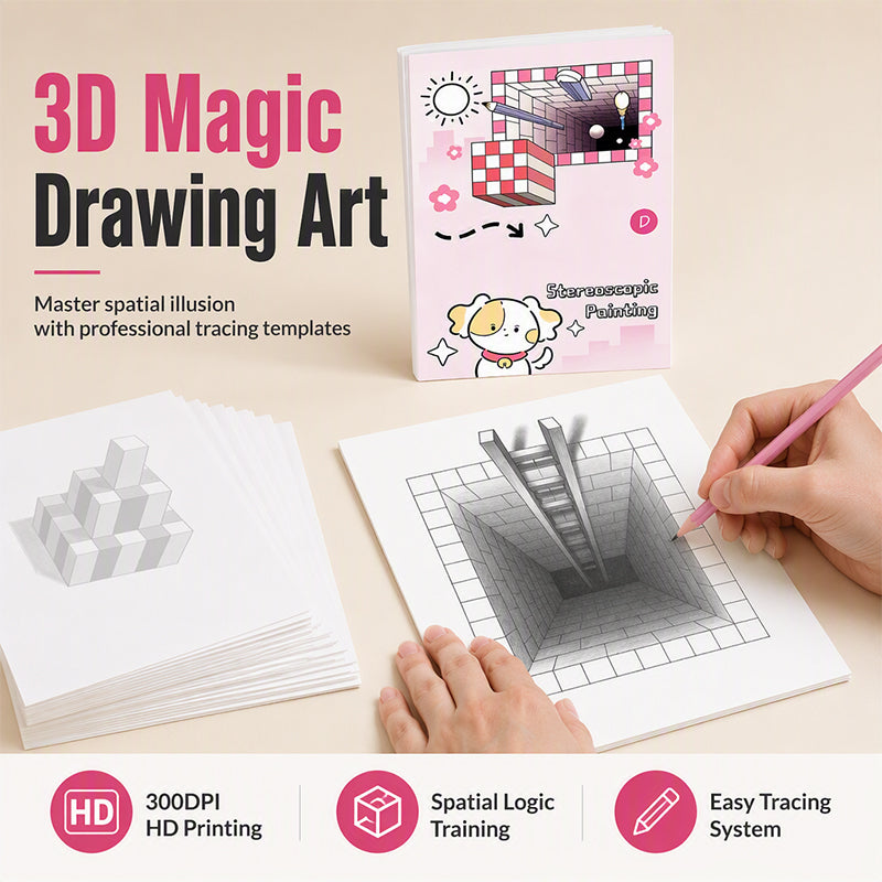 🎨✨ 3D-Stereoskopisches Zeichenbuch für Kinder – Malen, Ausschneiden & kreative Fähigkeiten spielerisch fördern 📚✂️