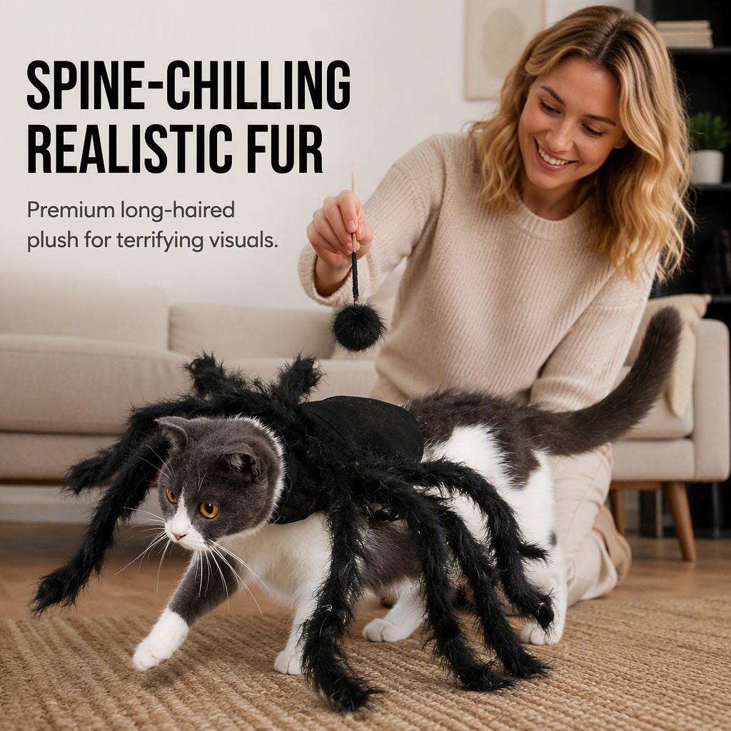 Halloween-Kostüm für Haustiere: Gruselige Plüsch-Spinne – Verwandlungsoutfit für Hunde und Katzen