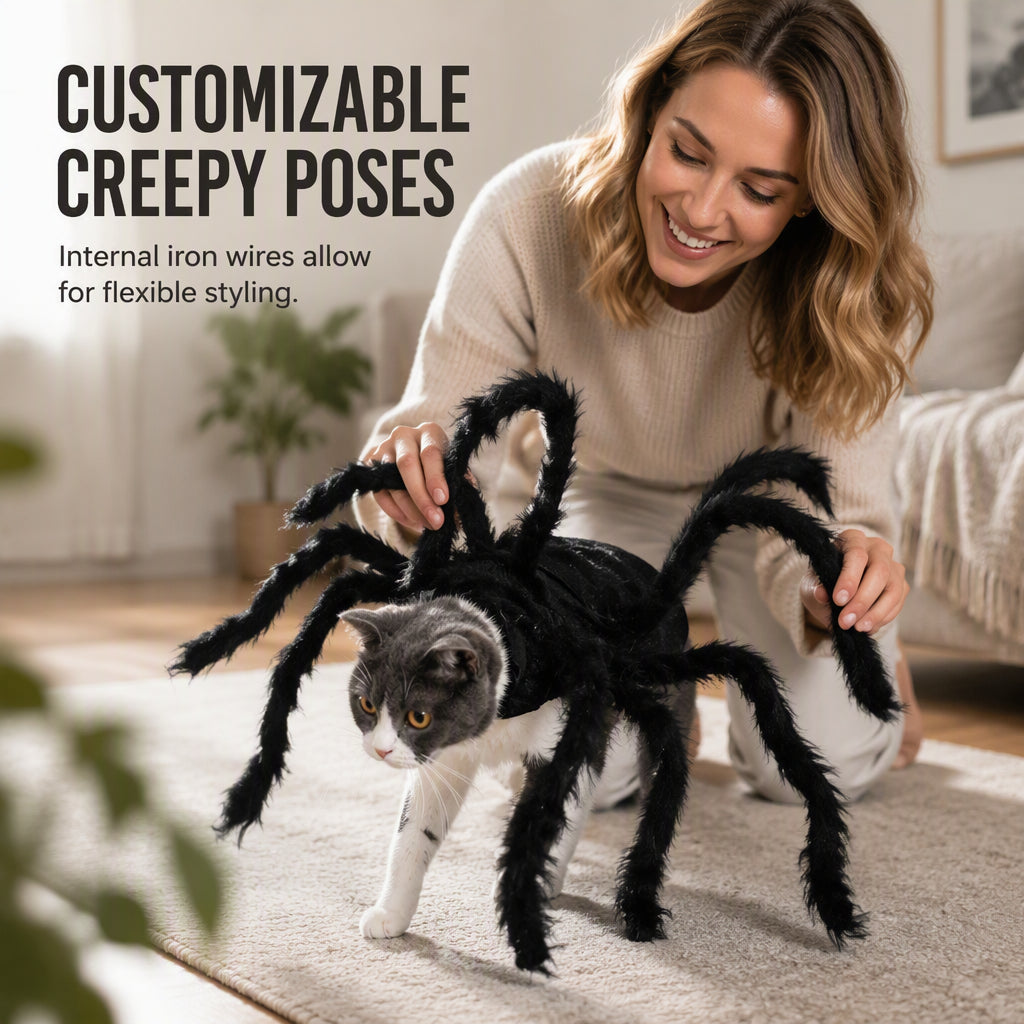 Halloween-Kostüm für Haustiere: Gruselige Plüsch-Spinne – Verwandlungsoutfit für Hunde und Katzen