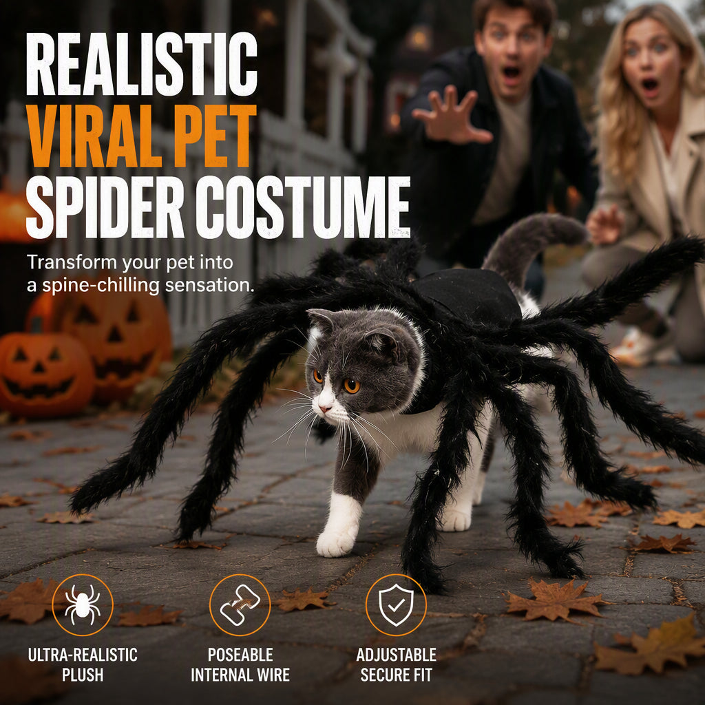 Halloween-Kostüm für Haustiere: Gruselige Plüsch-Spinne – Verwandlungsoutfit für Hunde und Katzen