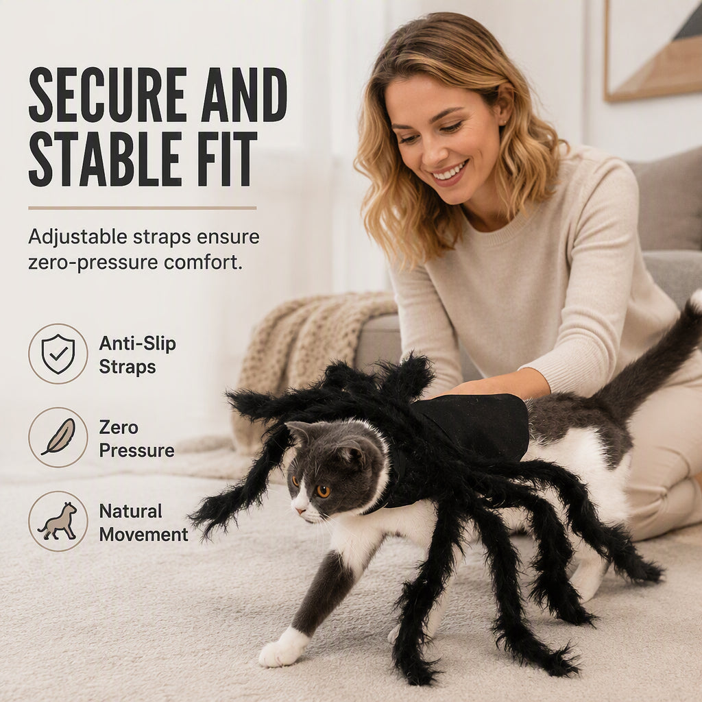 Halloween-Kostüm für Haustiere: Gruselige Plüsch-Spinne – Verwandlungsoutfit für Hunde und Katzen