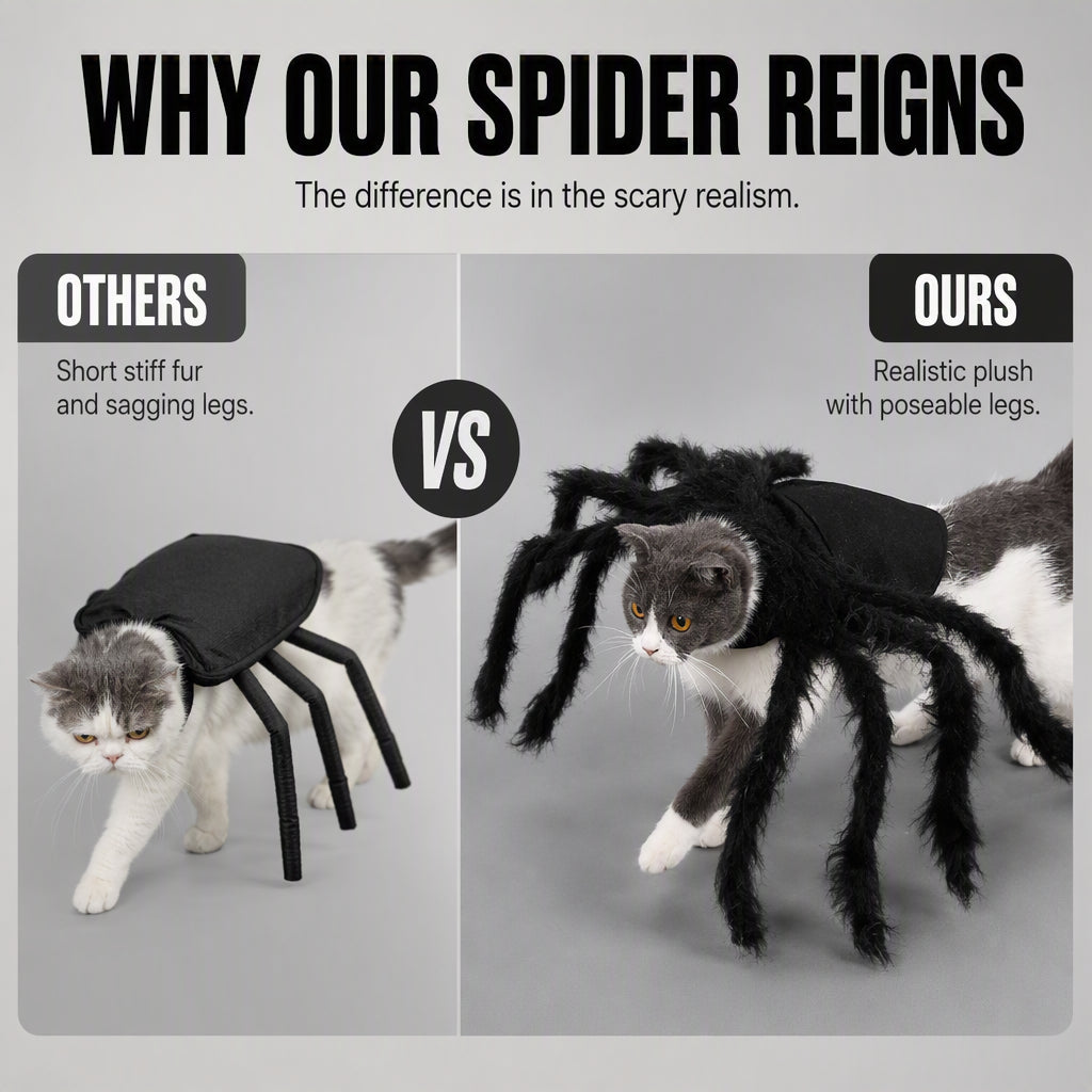 Halloween-Kostüm für Haustiere: Gruselige Plüsch-Spinne – Verwandlungsoutfit für Hunde und Katzen