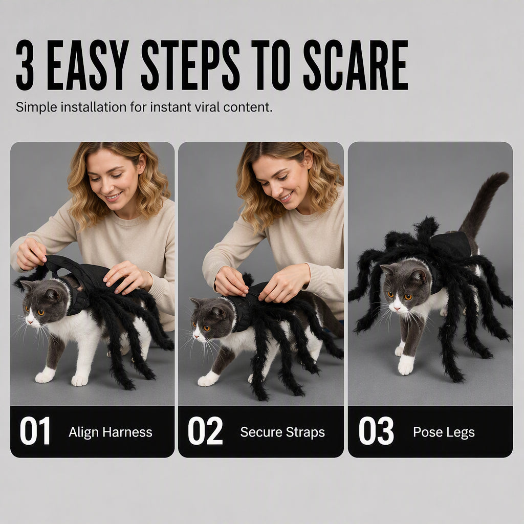 Halloween-Kostüm für Haustiere: Gruselige Plüsch-Spinne – Verwandlungsoutfit für Hunde und Katzen