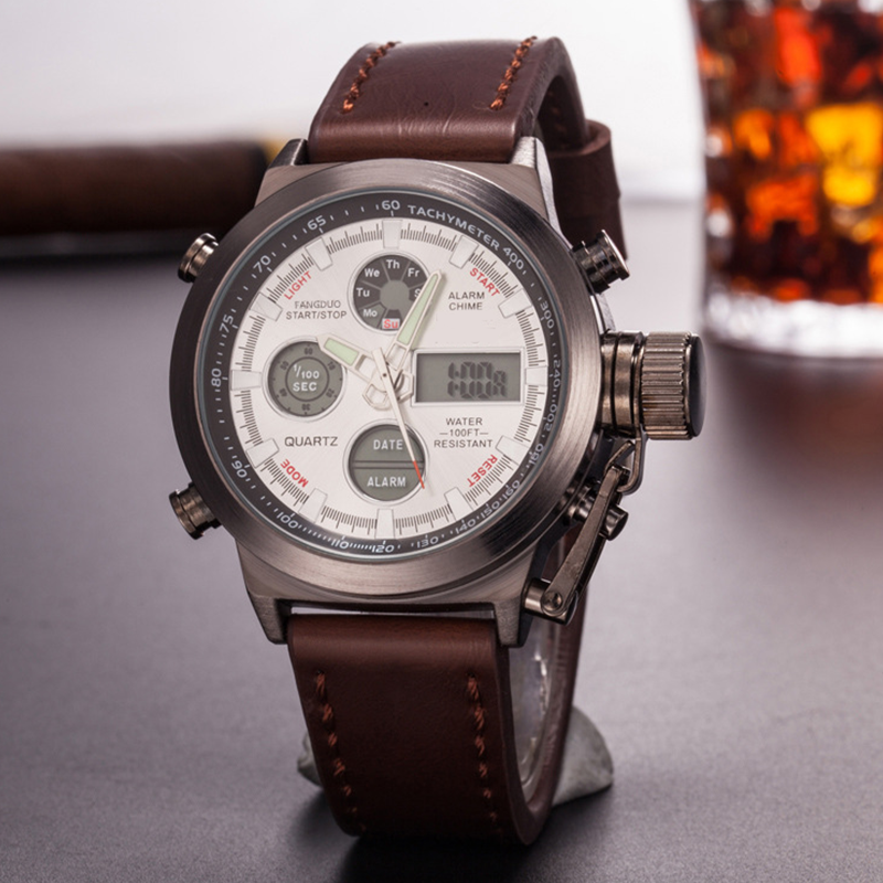 Vintage-Wasserdichte Mechanische Uhr mit Doppelanzeige