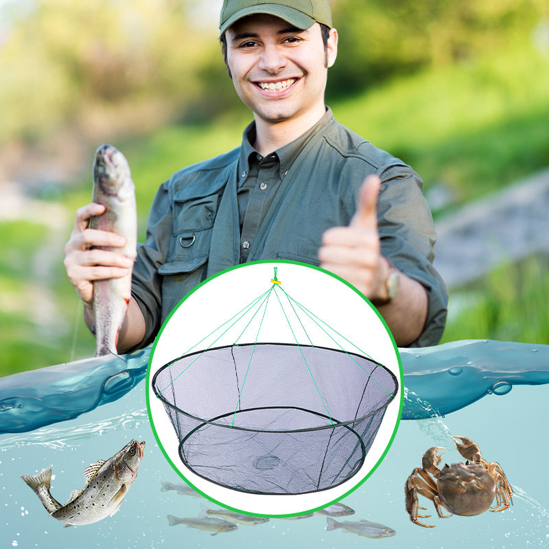 🎣 Zusammenklappbares Fischernetz mit Einholseil