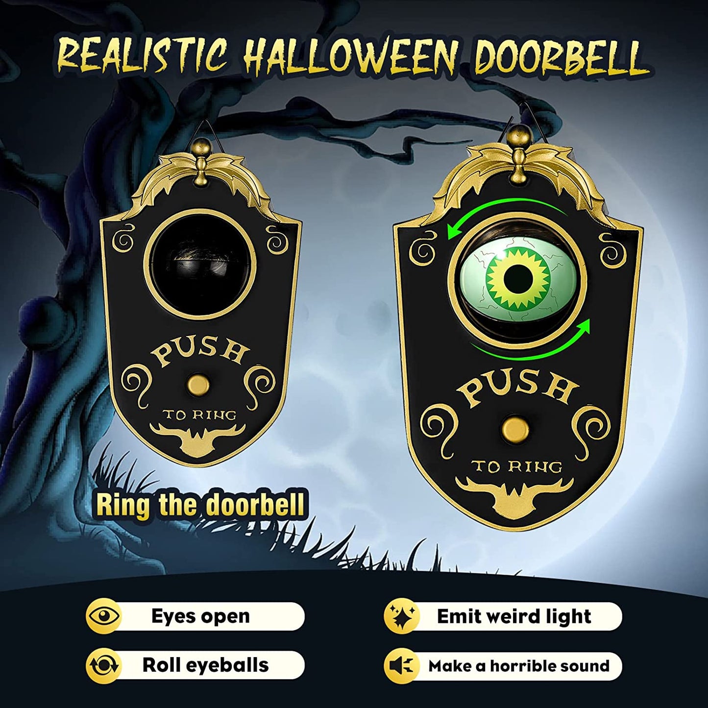 😈 50 % RABATT! 🎃 Sorgt für spannende Halloween‑Laune – Türklingel, cooles Motiv, leicht installierbar