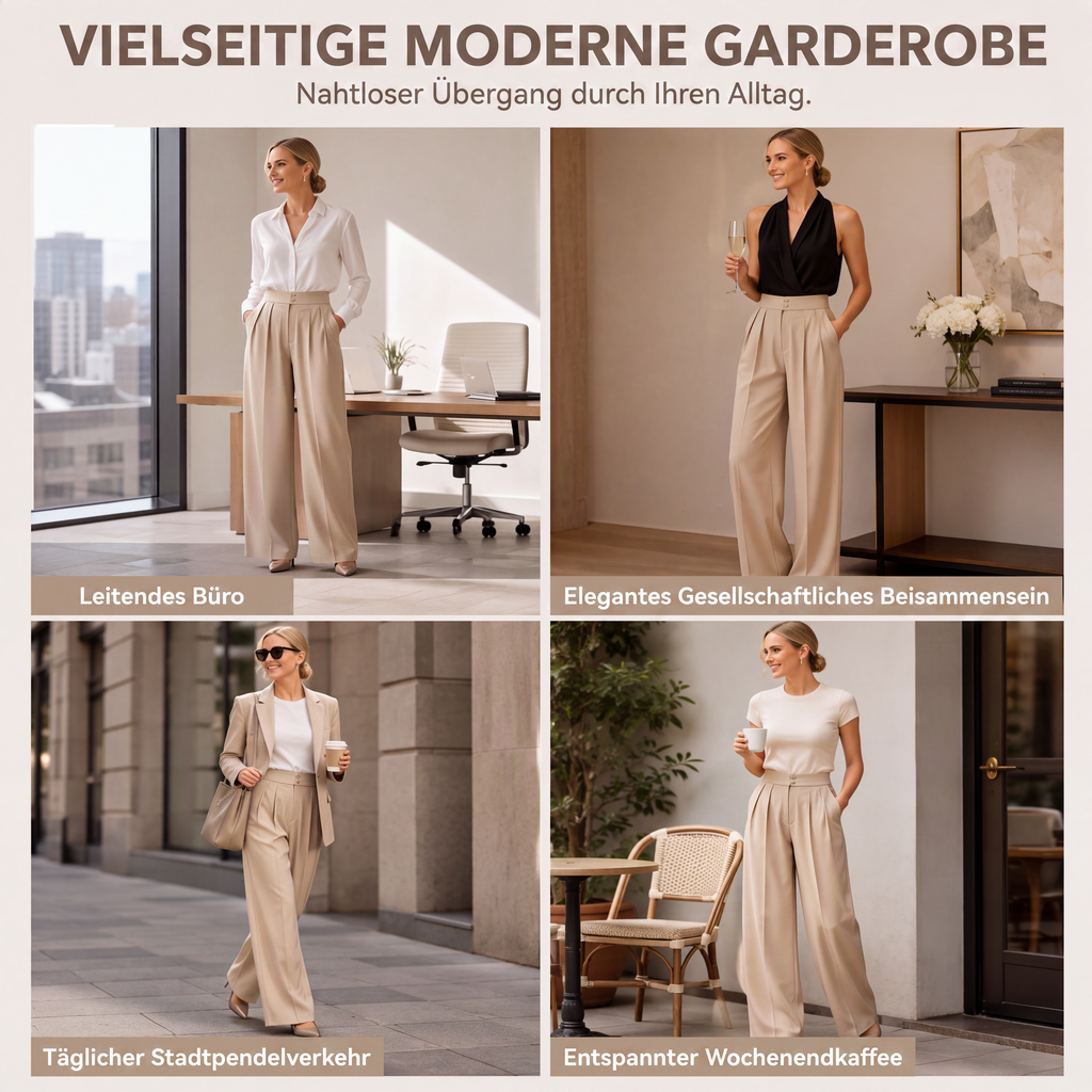 Damen-Hosenanzughose mit hoher Taille und elastischem Rückenteil