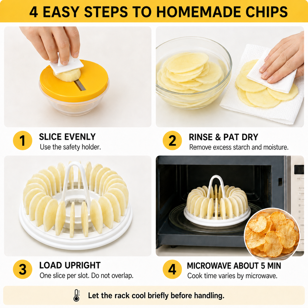 🥔 DIY-Kartoffelchip-Maker für die Mikrowelle mit Schneide- und Schüssel-Set