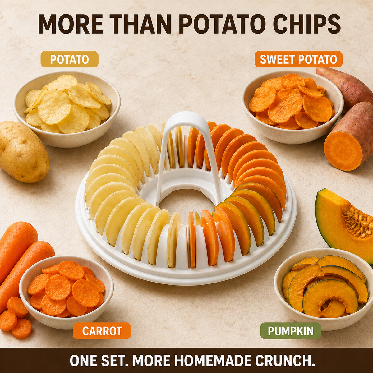 🥔 DIY-Kartoffelchip-Maker für die Mikrowelle mit Schneide- und Schüssel-Set