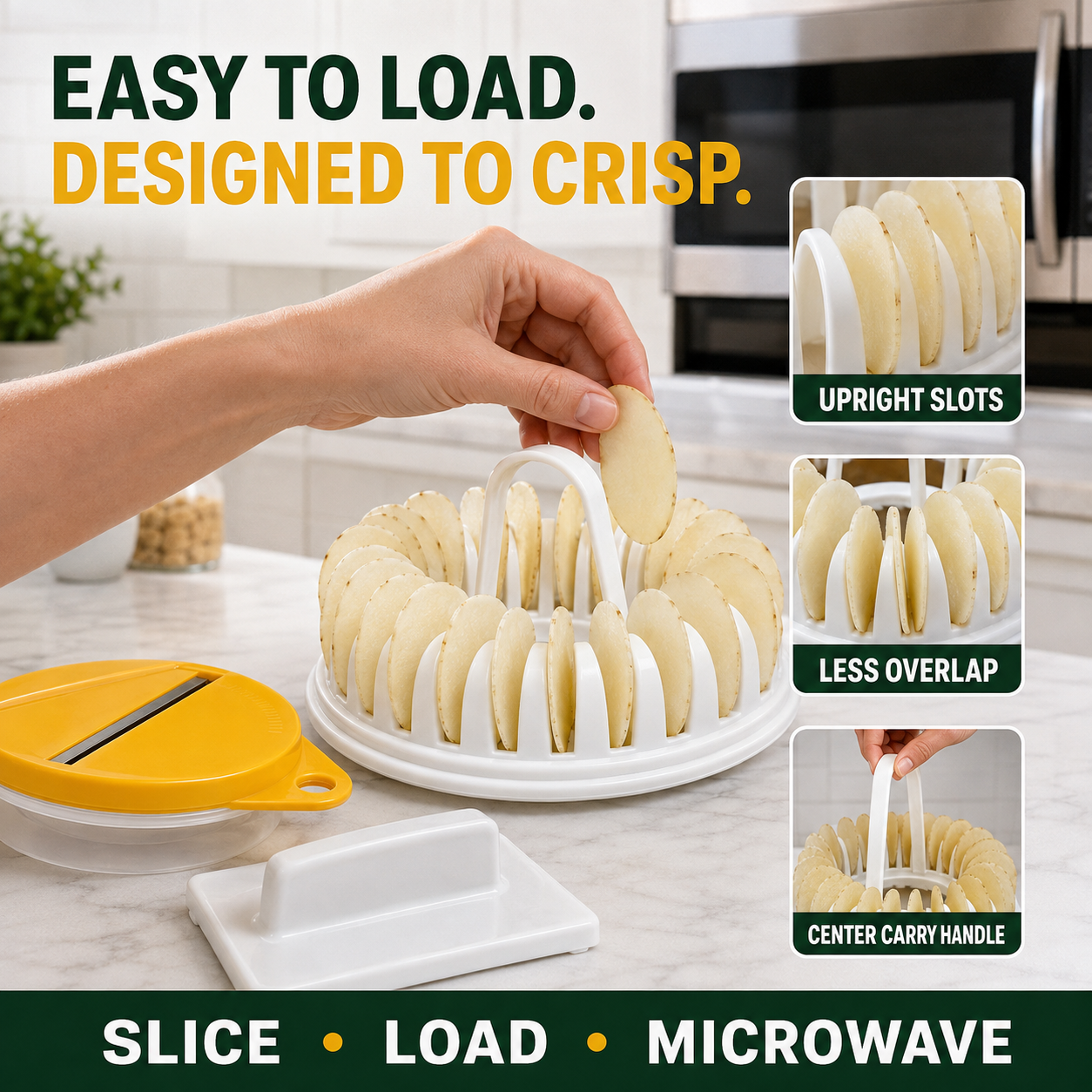 🥔 DIY-Kartoffelchip-Maker für die Mikrowelle mit Schneide- und Schüssel-Set