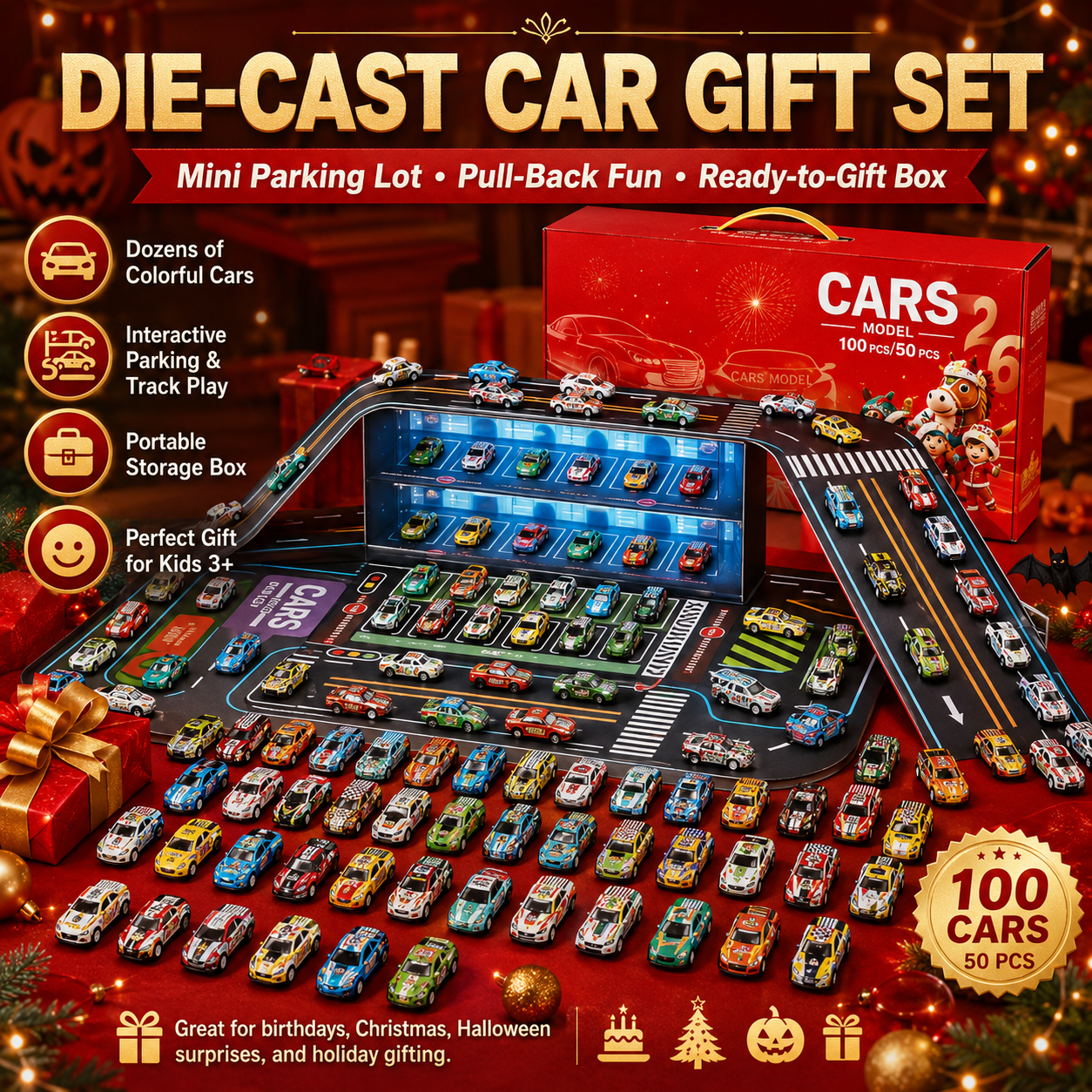 Spielset mit zusammenklappbarer Spielzeuggarage