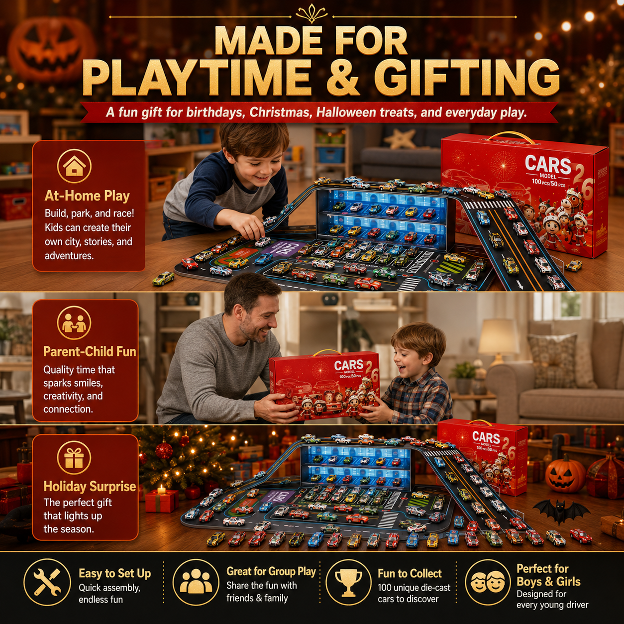 Spielset mit zusammenklappbarer Spielzeuggarage