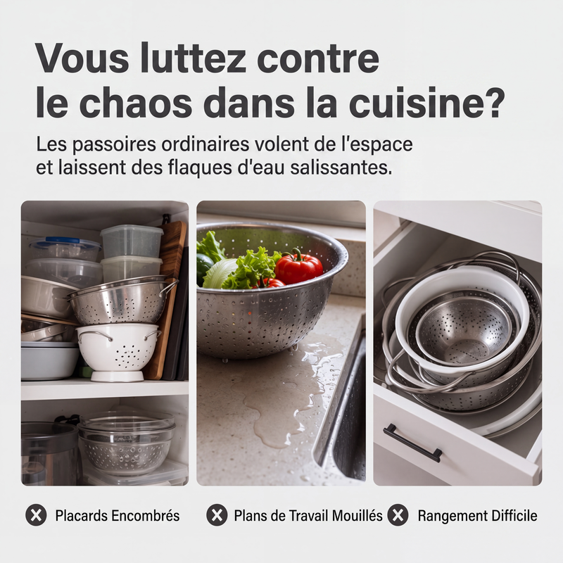 🔥 BEGRENZTES ANGEBOT: KOSTENLOSER VERSAND! 🥗 Multifunktionales, zusammenklappbares Sieb – Abtropfgestell mit Auffangschale, kompakt und praktisch für die Küche ✨