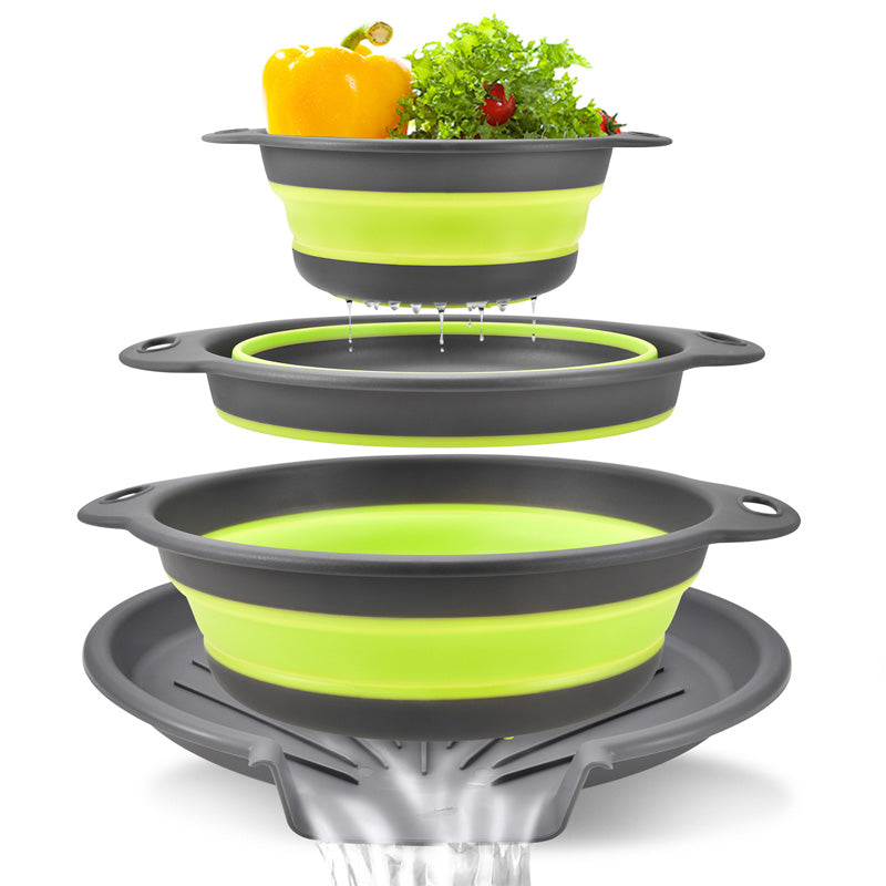 🔥 BEGRENZTES ANGEBOT: KOSTENLOSER VERSAND! 🥗 Multifunktionales, zusammenklappbares Sieb – Abtropfgestell mit Auffangschale, kompakt und praktisch für die Küche ✨