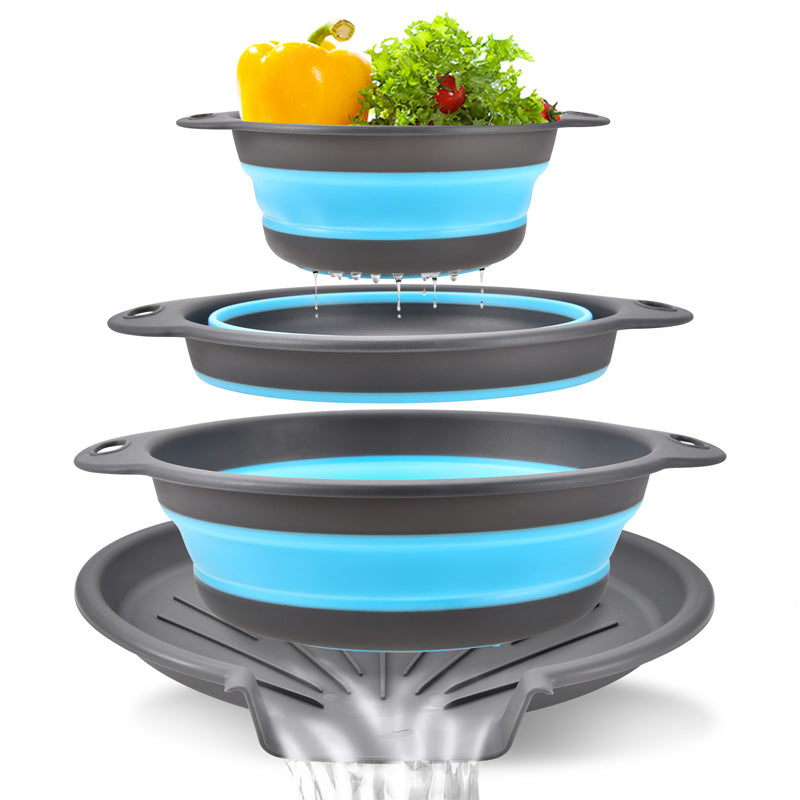🔥 BEGRENZTES ANGEBOT: KOSTENLOSER VERSAND! 🥗 Multifunktionales, zusammenklappbares Sieb – Abtropfgestell mit Auffangschale, kompakt und praktisch für die Küche ✨