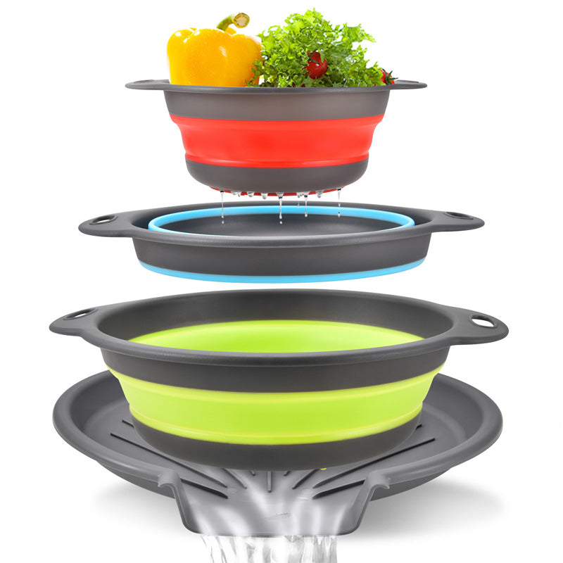 🔥 BEGRENZTES ANGEBOT: KOSTENLOSER VERSAND! 🥗 Multifunktionales, zusammenklappbares Sieb – Abtropfgestell mit Auffangschale, kompakt und praktisch für die Küche ✨
