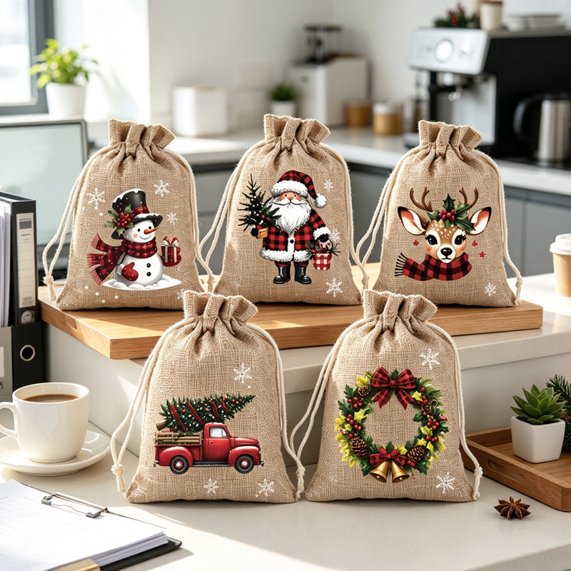 🎄 50% RABATT! 🎁 Weihnachts‑Geschenksäckchen – Festliche Motive, Kordelzug & strapazierfähig ✨
