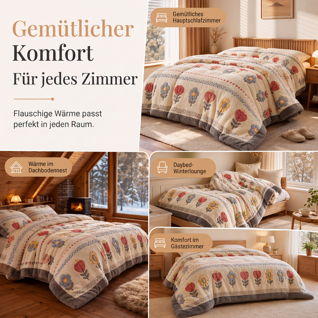 50 % RABATT!  🥰 Extra kuschelige Winterdecke mit doppelseitigem Lammfleece & Milchsamt – traumhaft weich und wohlig warm! 🛏️-Gco