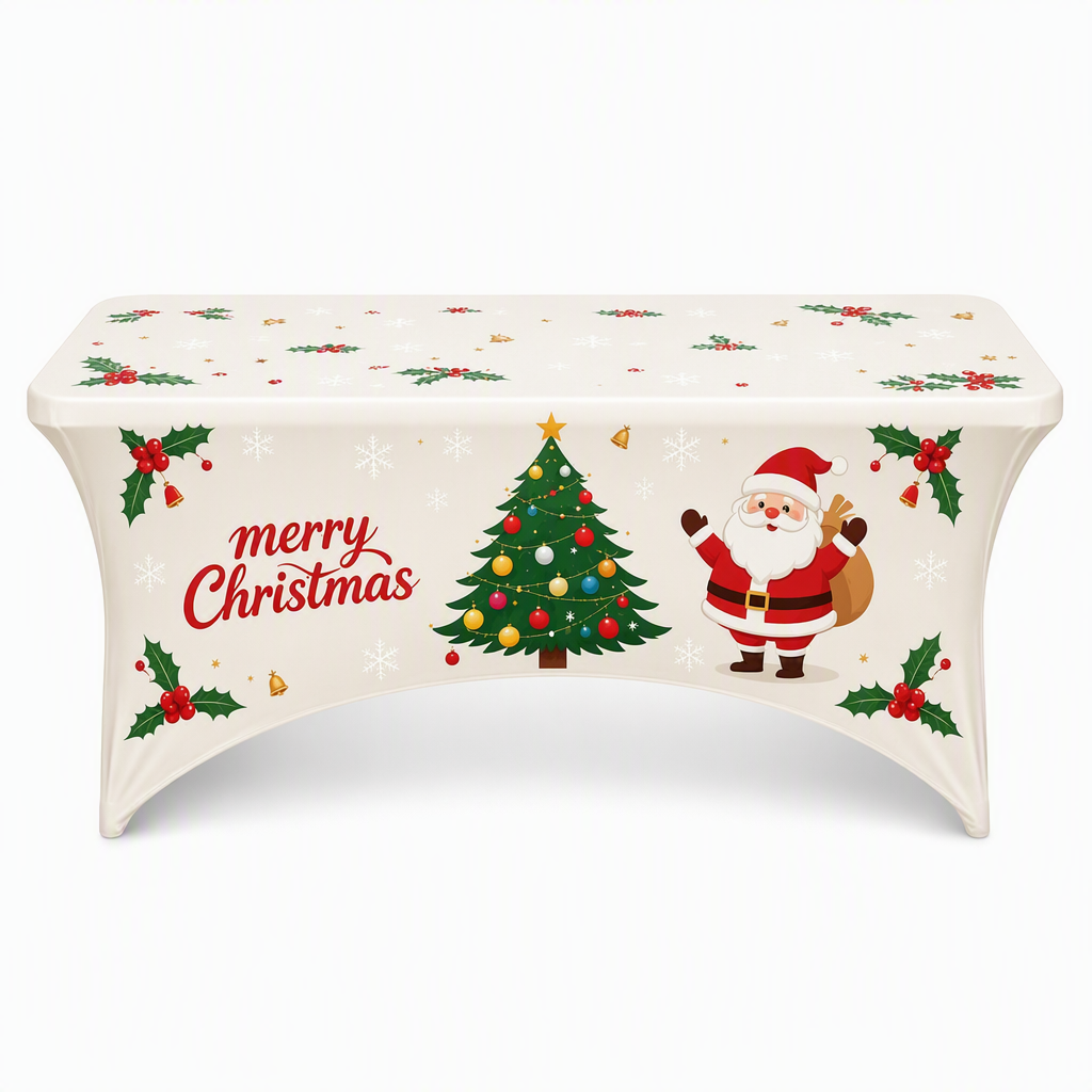 Weihnachtliche, dehnbare Tischdecke für rechteckige Tische
