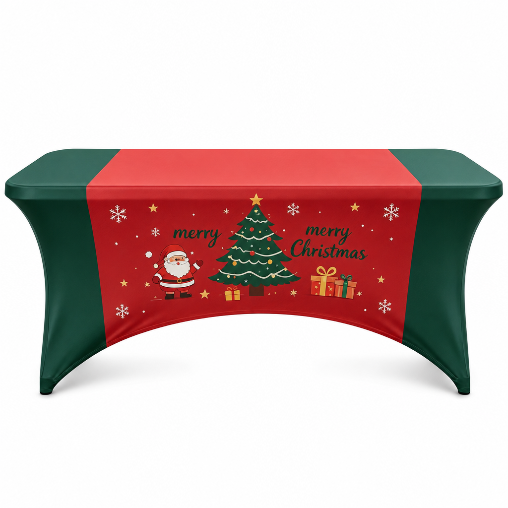 Weihnachtliche, dehnbare Tischdecke für rechteckige Tische