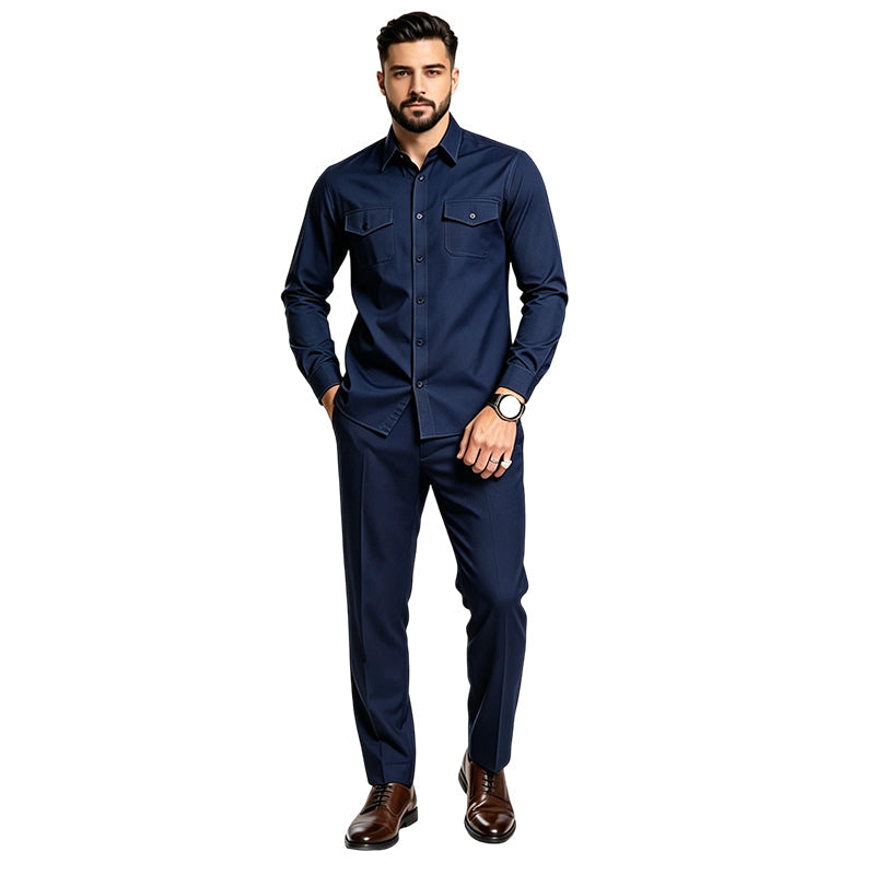 💎👖 Bestseller – Herren Zweiteiler-Set aus Polyester, bestehend aus Hemd und Hose
