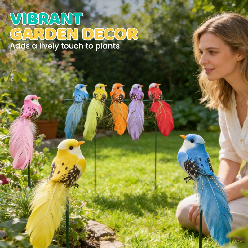 12 künstliche Vögel mit Federn und Clips