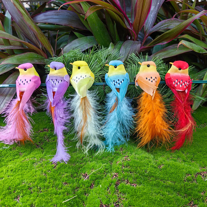 12 künstliche Vögel mit Federn und Clips
