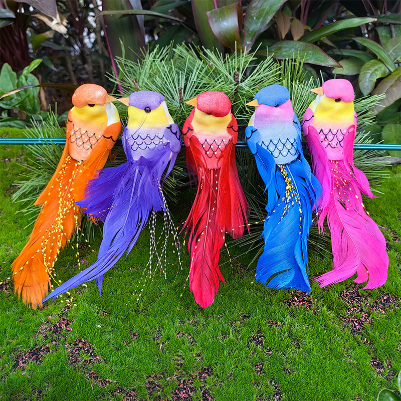 12 künstliche Vögel mit Federn und Clips