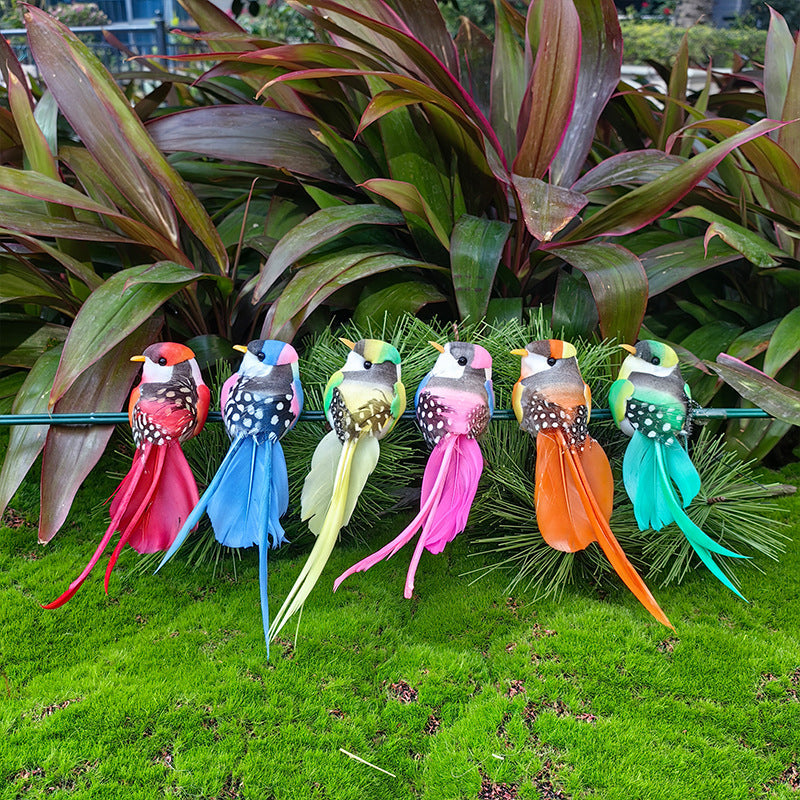 12 künstliche Vögel mit Federn und Clips