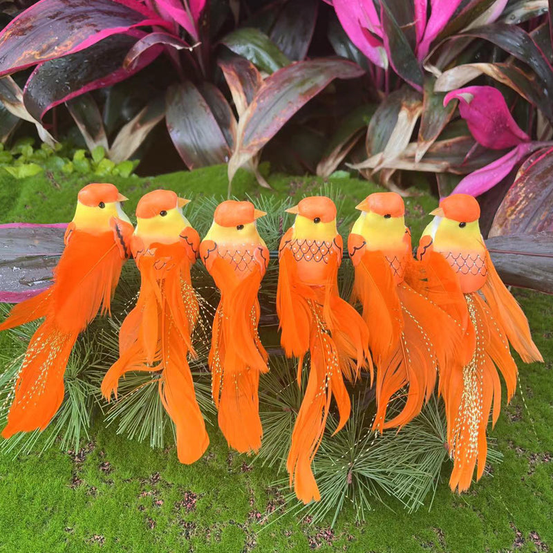 12 künstliche Vögel mit Federn und Clips